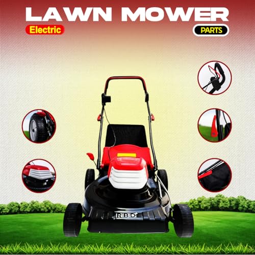 Image of RBD 16-Inch Electric Lawn Mower - High Power Corded Grass Cutter with 50L Collection Box, Steel Deck & Adjustable Cutting Height - Low Maintenance, Lightweight Push Mower for Home Garden & Landscaping