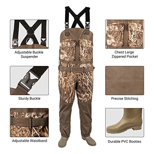 Hotsrace Chest Fishing Waders Lightweight Bootfoot，Camo Waterproof & Breathable Waders For Men & Women Duck Hunting(Xx-Large) #TOP1