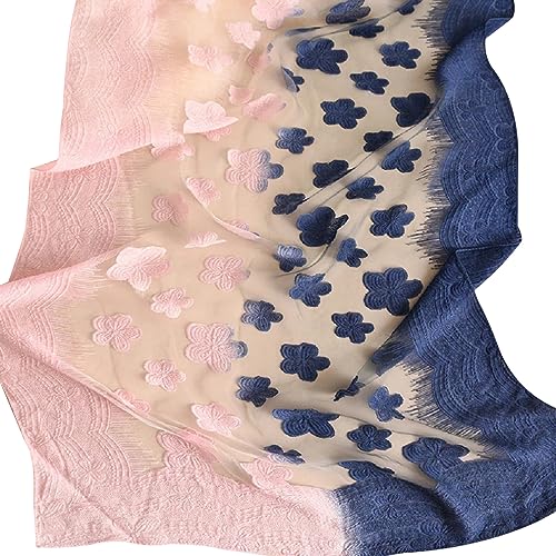 The Crafty Owl Two Tone Sheer Hollow Floral Organza Scarves/Shawls//Shawls/Hijab for Women2