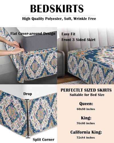 Shine-Home BED SKIRT KING SIZE 18 INCH DROP Navy Blue Boho Wrap Around Bed Skirts thumb #5