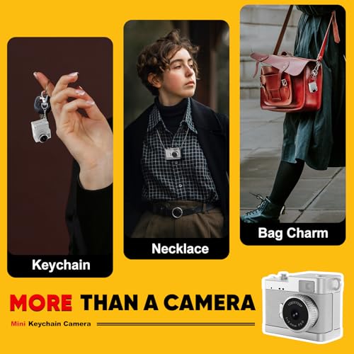 Keychain Camera, 16GB Mini Digital Camera with Built-in Flash & Retro Filters, 2MP Pocket Mini Camera with Video Recorder for Travel, Party, Vlog, Bag Charm, Birthday Gifts for Kids & Friends (White) — view 4