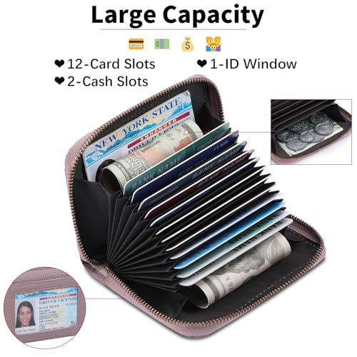 Image of SENDEFN Leather Wallet Women RFID Blocking Small Compact Wallets Credit Card Holder with ID Window
