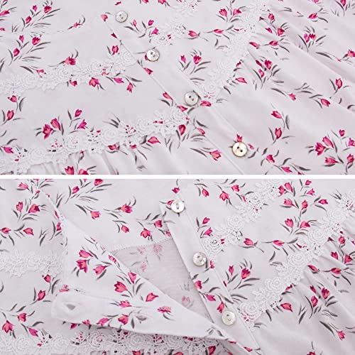 Izzy + Toby Cotton Nightgowns For Women Long Sleeve Knitted Night Gown Long Soft Ladies Nightdress Sleepwear Print Pink Xl #TOP2