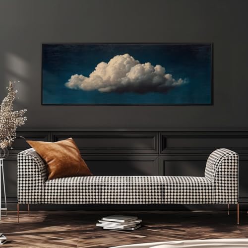 Tableau vintage nuage panoramique 55x110 cm pour déco chambre