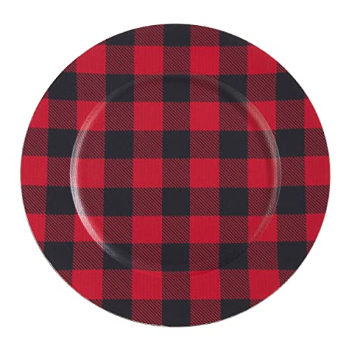 Platos decorativos rojos de plástico, 14 in redondos, pack de 4 miniatura 1