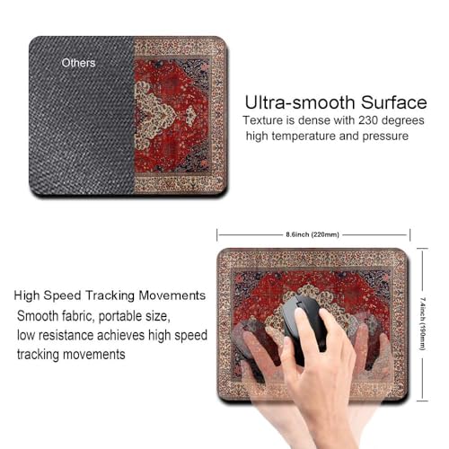 Image of Carpet Pattern Mousepad - Small Non-Slip Rubber Carpet Design Printed Computer Mouse Pad 19x22cm (FMP0230)
