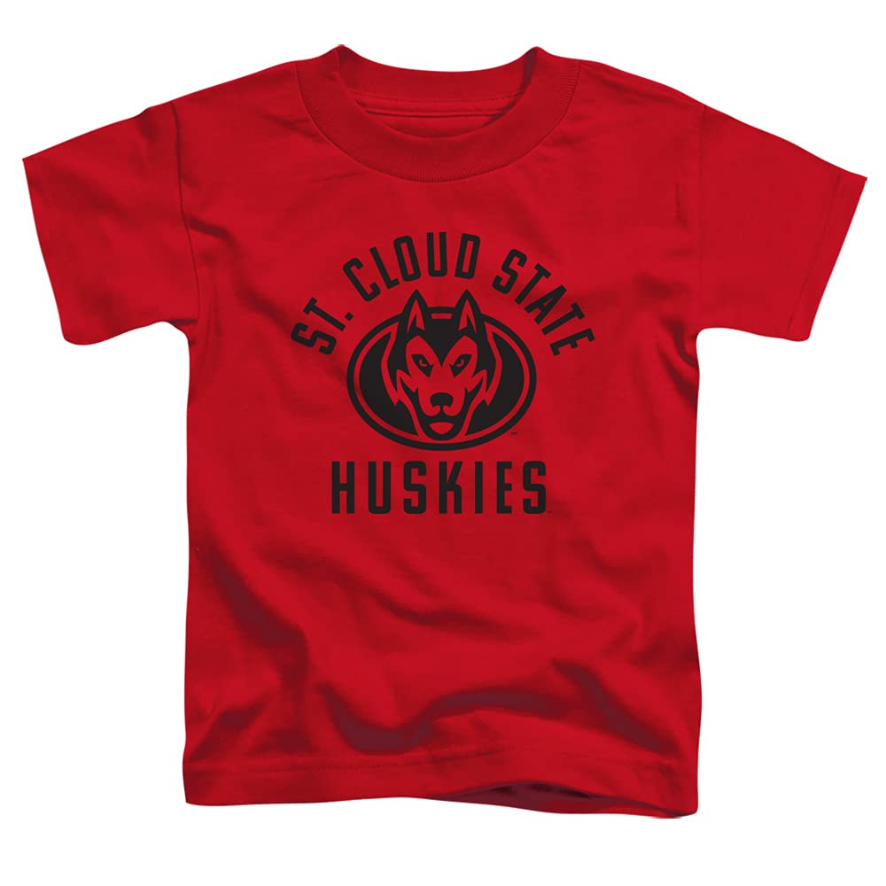 St. Cloud State University Official One Color Huskies Logo Unisex Toddler T Shirt,Red, 4