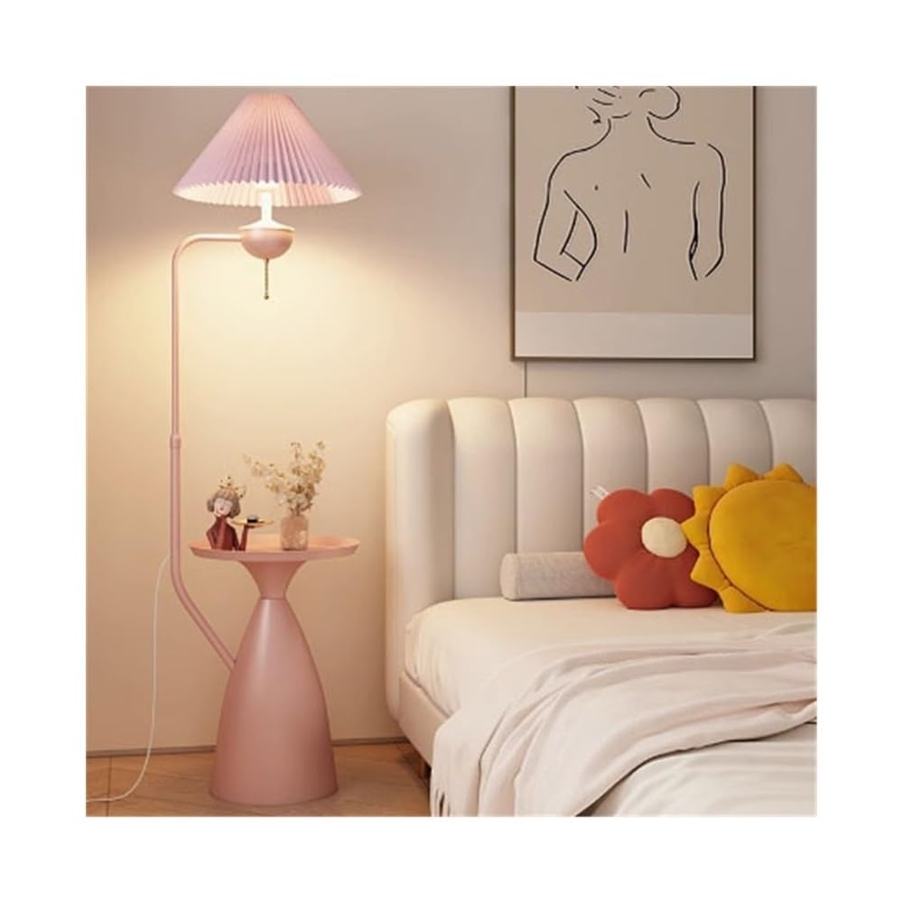 YHxFlux Lighting Modern Floor Lamp for Living Room, Iron Side Table(Pink)