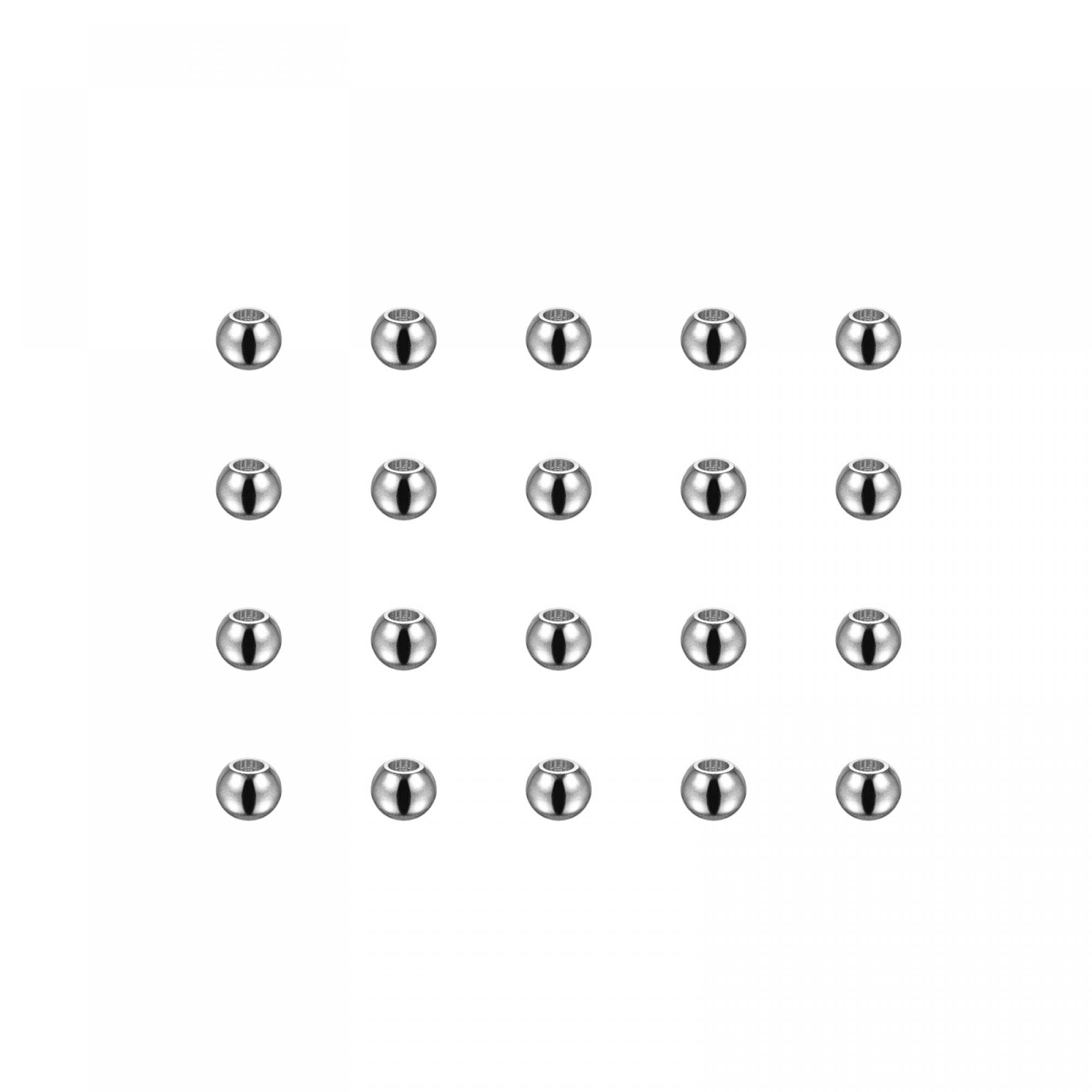 sourcing map 40pcs Beads 3mm Stainless Steel 1.2mm Hole Dia Bead for DIY Crafts, Silver Tone