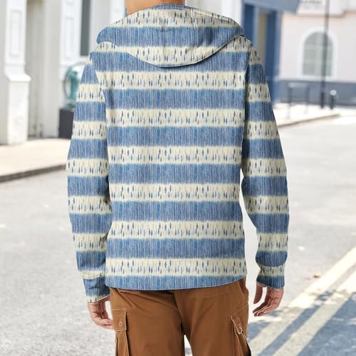 Mens Full Zip Hoodie Lightweight Polyester Sweatshirt With Drawstring Hood Geometric Pattern Casual Streetwear2