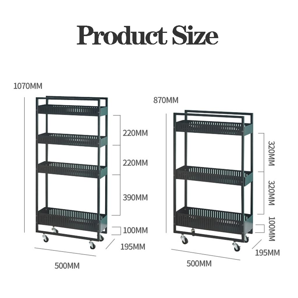Carrello portaoggetti con rotelle Carrello portaoggetti con ripiani Scaffale con ruote con cestello in rete metallica, Carrello portaoggetti sottile Carrello multifunzione in metallo Organizzatore