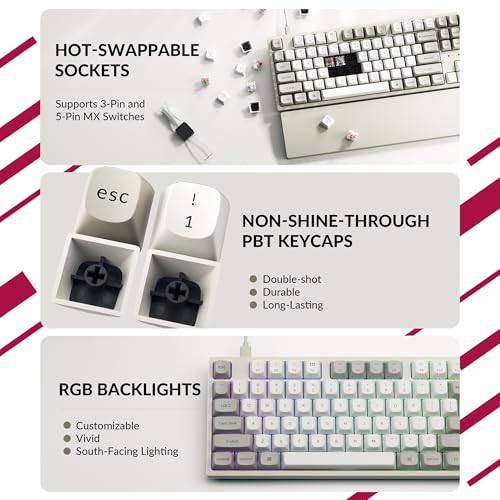 Image of Keychron C1 Pro 8K QMK Wired Custom Mechanical Keyboard, TKL Layout Launcher Support with Hot-Swappable Super Red Switch, PBT Keycaps Compatible for Mac Windows Linux