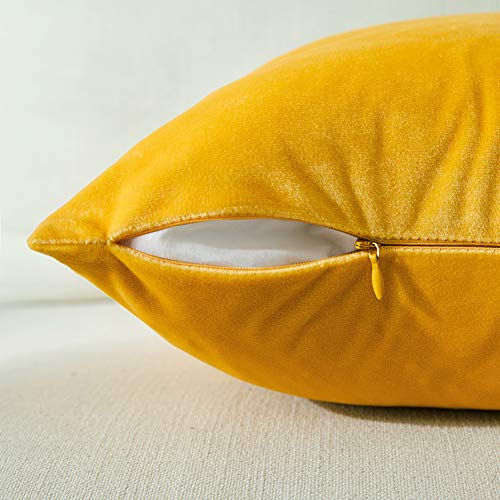 Image of Fancy Homi 2 Packs Decorative Throw Pillow Covers 12x20 Inch for Living Room Couch Bed, Yellow and White Velvet Patchwork with Gold Leather, Luxury Modern Home Decor, Lumbar Cushion Case 30x50 cm