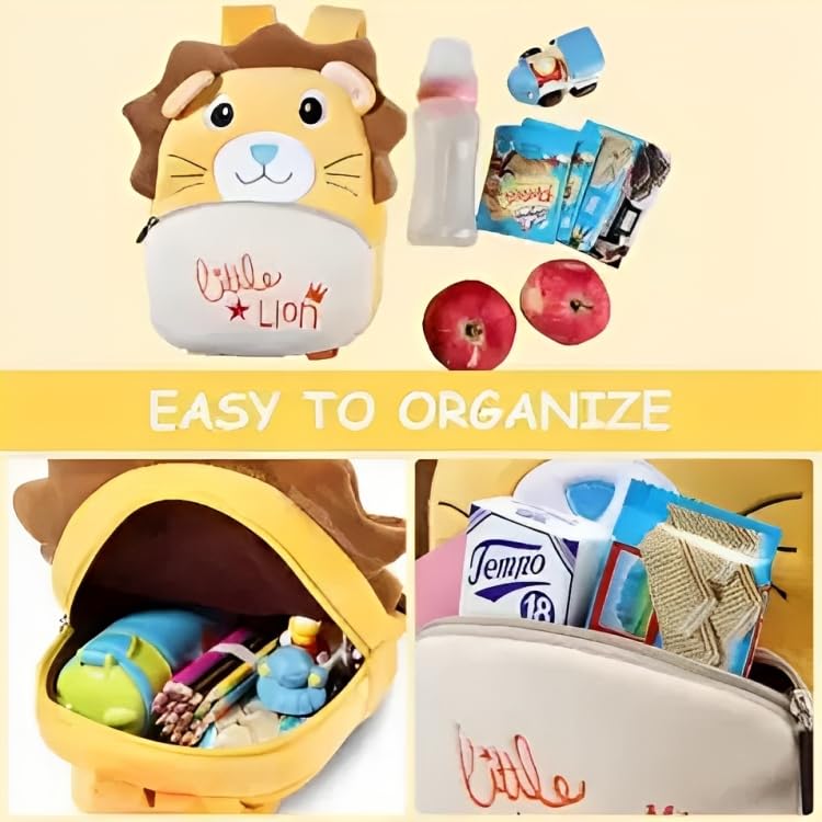 HappyChild Kids School Bag for Boys and Girls, Cute Soft Plush Preschool Animal Cartoon Mini Backpack Little kids bags for 2-5 years (Image - 4)