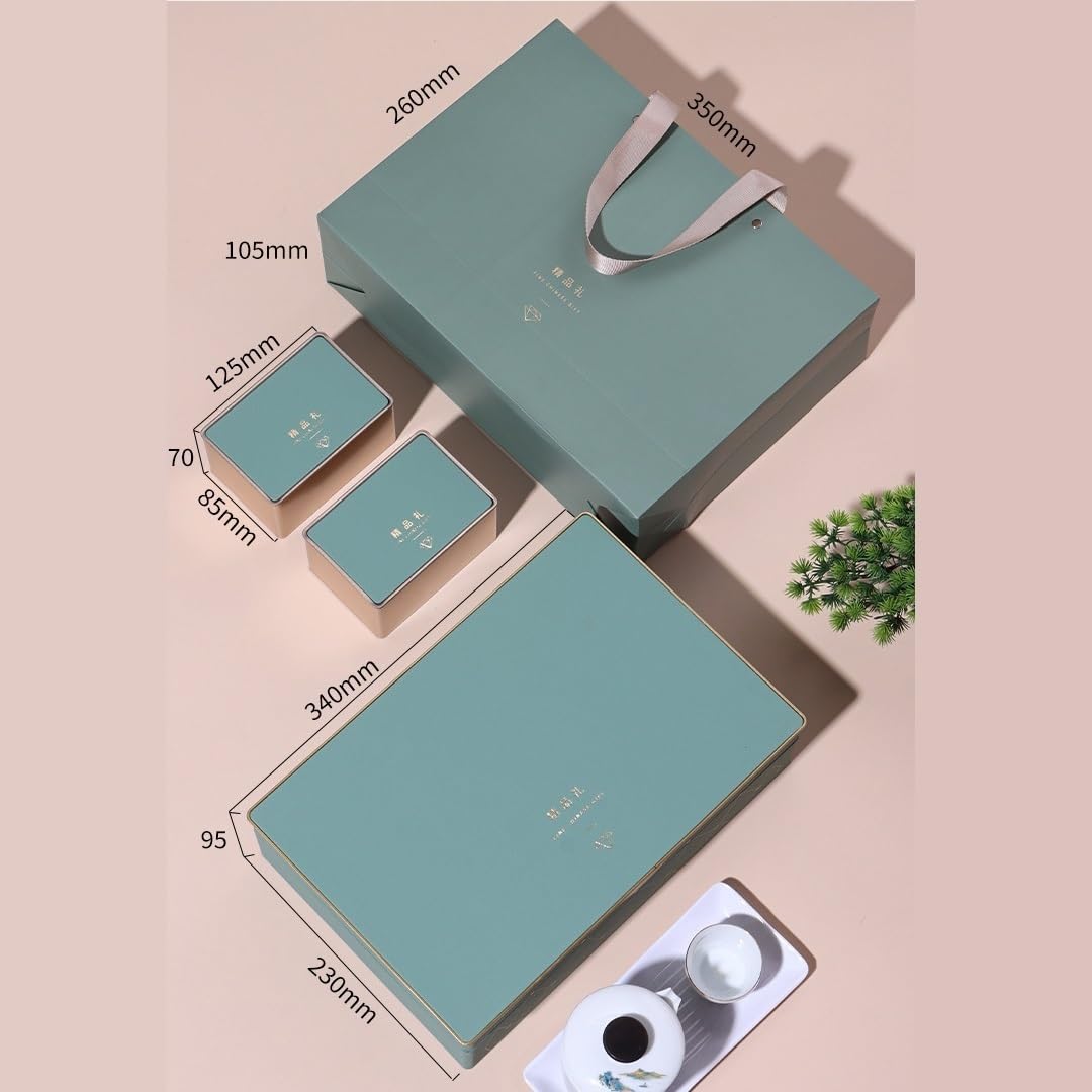 Bocaux Rangement Cuisine Conteneurs de Stockage thé en Vrac Boîtes métalliques scellées carrées Fer vides Service à Coffret Cadeau Quatre boîtes(A)