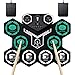 Elektronisches Schlagzeug Kit, WekiiStar Roll-Up E Drum Set 9 Silikon-Trommelkissen Unterstützt DTX-Spiel Eingebauter Stereo-lautsprecher Bluetooth, MIDI, für Kinder Anfänger