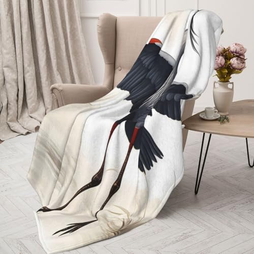 Couverture oiseaux volants grue héron chaude légère pour lit
