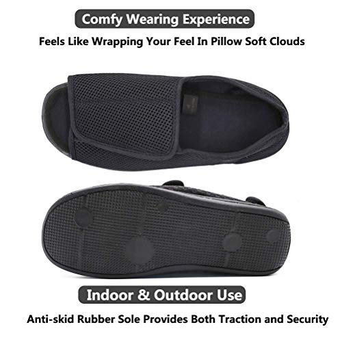 Men's Open Toe Diabetic Recovery Slippers, Adjustable Orthopedic Wide Width Walking Shoes for Arthritis Edema Swollen Feet Elderly Men3