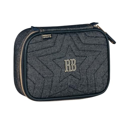 Estojo Jeans Box Escolar Meninas Rebecca Bonbon 36 Elásticos Azul