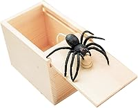 Winbar Rubber Spider Trick Box - Handmade Wooden Prank Toy with Realistic Jumping Fake Spider for Hilarious Surprises