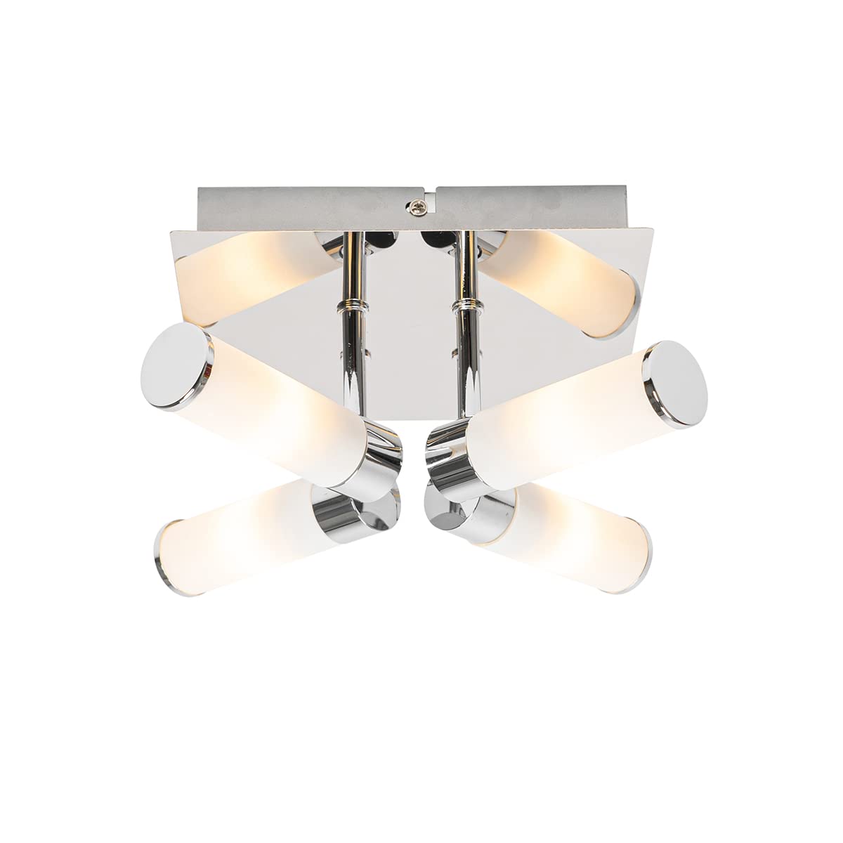 Qazqa bath - Plafonnier - 4 lumière - L 23 cm - Chrome - Moderne - éclairage extérieur - Salle de bains