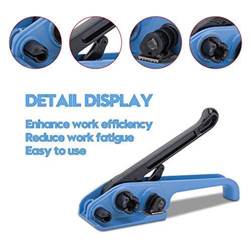 Image of MYFAMIREA Heavy Duty Poly Strapping Tensioner Sealer and Cutter Manual Packing Tools Kit for 1 /2 inch-3 /4 inch Width Polyester Polyproplyn Strap(Sky Blue)