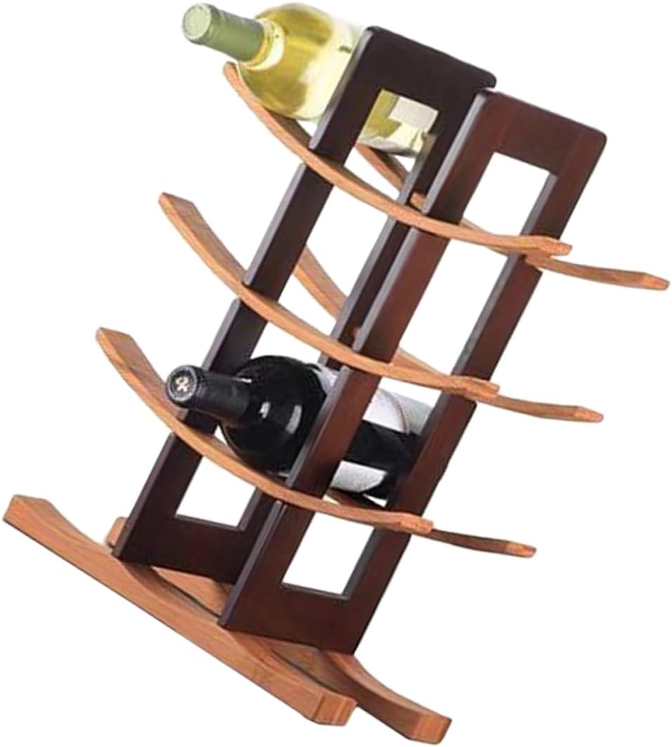 Alipis Wooden Wine Rack Stand Stylish Wine Display Rack for Home Decor Elegant Bottle Storage for Kitchen Dining Bar Coffee Color