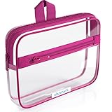 TSA Approved Toiletry Bag 3-1-1 Clear Travel Cosmetic Bag with Handle - Quart Size Bag with Zipper - Carry-on Luggage Clear Toiletry Bag for Liquids - Airport Airline TSA Compliant Color Pink