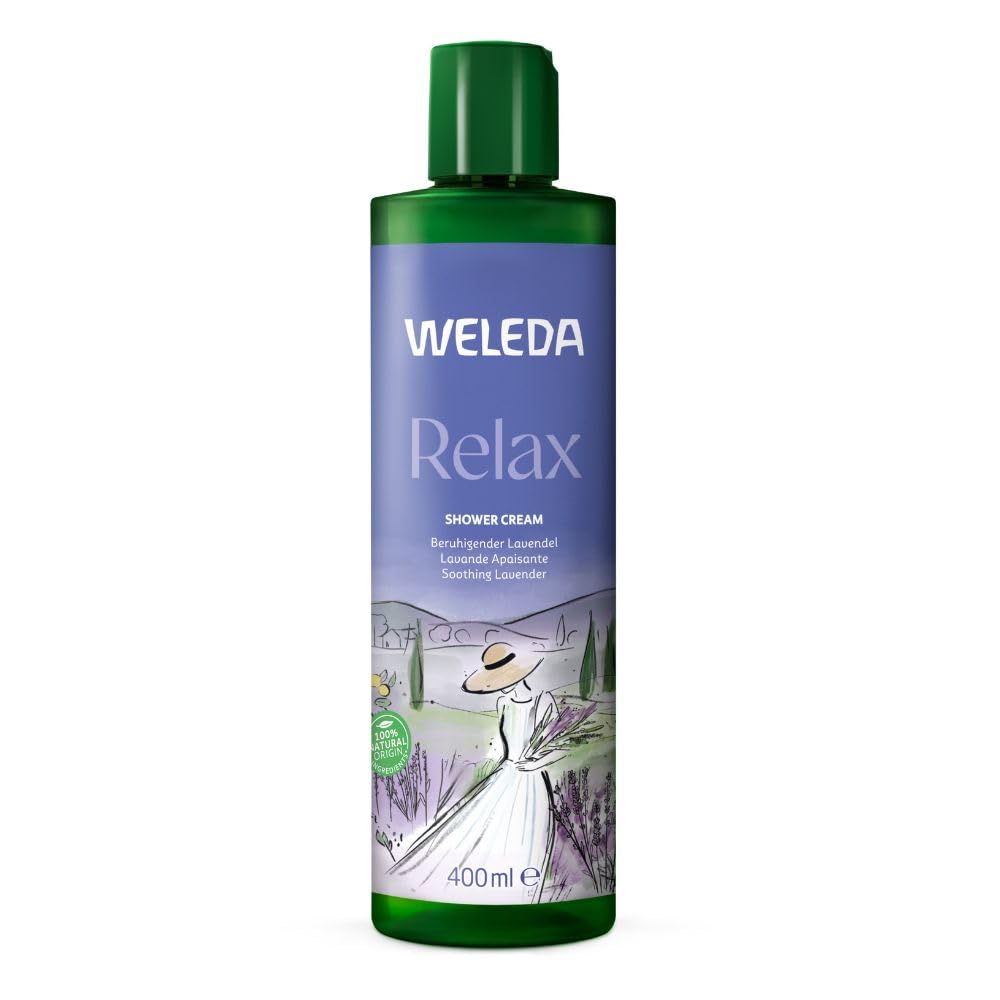 WELEDA Bio Relax XL Duschgel vegan - Naturkosmetik Aroma Dusche für Frauen & Männer mit Lavendel / Bergamotte Duft - Natürliche Hautpflege Duschseife zur Gesicht & Körper Reinigung (1x 400ml)