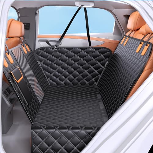 OLQI Dog Car Seat Cover For Back Seat - Waterproof Back Seat Cover For Dogs Non-Slip Dog Hammock for Car Back Seat Fits Most Cars/SUVs/Trucks (Diamond Pattern)