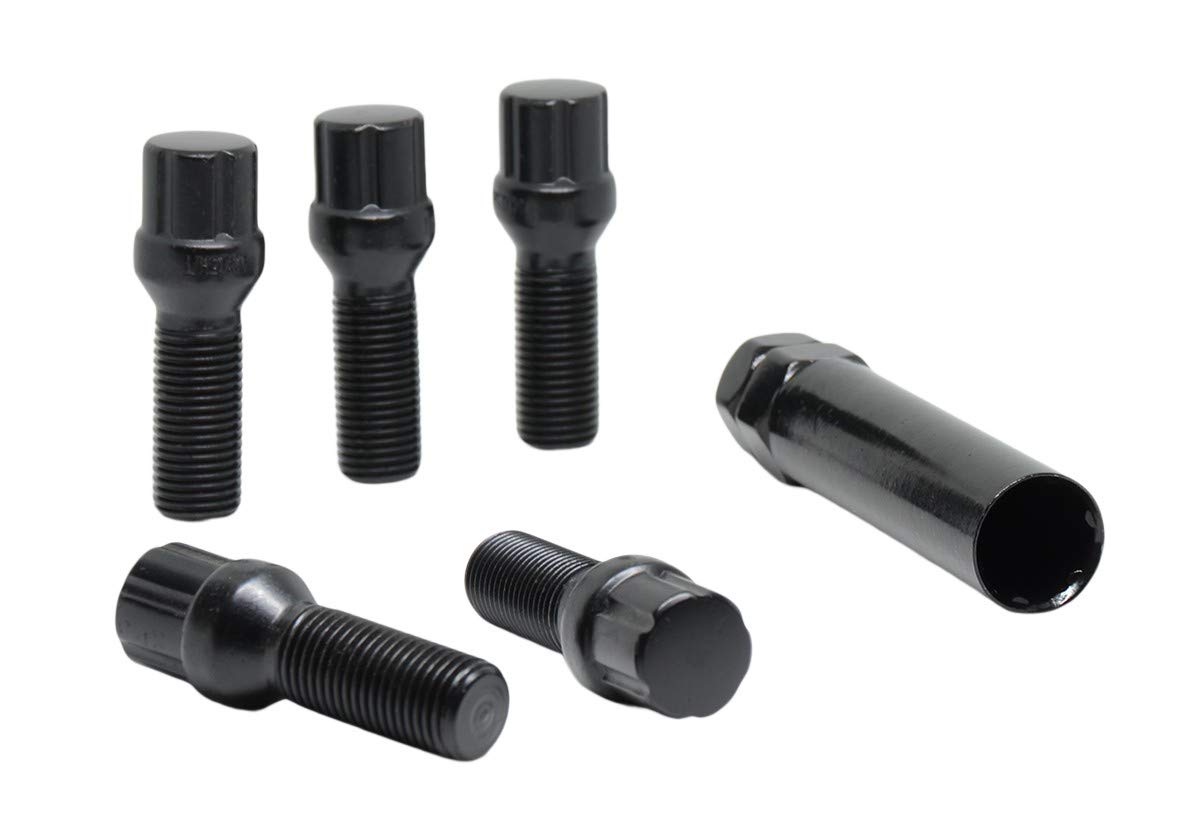 20 Pc 12x1.25 Black Spline Tuner Lug Bolts 24MM Shank for Aftermarket Wheels to Fit Jeep Cherokee Renegade Fiat Alfa Romeo