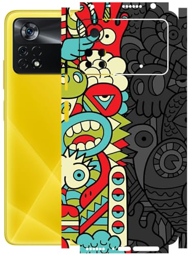 Image of AtOdds - Full Body Back Screen Guard Protector Film - Lamination Wrap Skin Sticker Compatible with Poco X4 PRO (5G) | Scratchproof Matte Finish (Graffiti50)