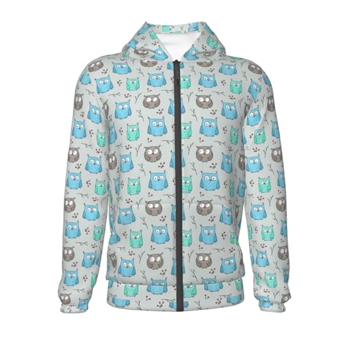 Owl Kids Pullover Hoodies Boys Zip Up Sweatshirts Girls Athletic Clothes with Pocket2