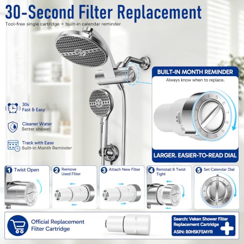 Image of Veken Replacement Shower Filter Cartridge, Exclusively for T3V1 Dual System