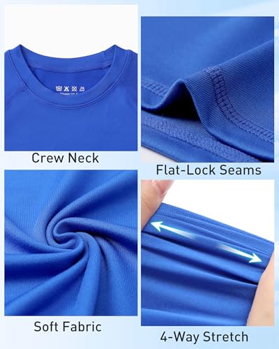 Boys Compression Shirt Long Sleeve, 3 Pack Kids Baseball Athletic Undershirt, Youth Quick Dry Base Layer for Football4