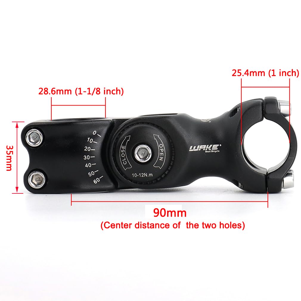 CYSKY Attacco Manubrio Regolabile MTB 25,4 90mm 110mm 0-60° Gradi Lega di Alluminio Attacco Manubrio Bici Riser per Mountainbike, Bici da Corsa, Gravel, City, BMX, Downhill (25,4 x 90mm)