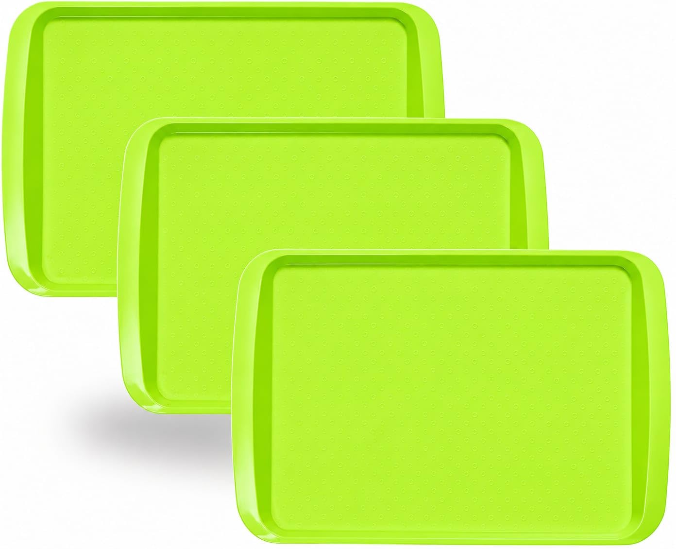 BuzzTrove Serving Trays | Durable Plastic Tea Tray & Dinner Tray | Trays for Eating on Lap, Food Serving & Snacks | Dishwasher Safe, Stackable (Green, Pack of 3 (53 x 32.6 x 3 cm)) — image 1