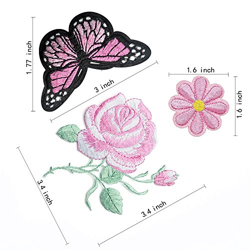 PGMJ 47pcs Embroidery Applique Patches Rose Flowers Butterfly Sunflowers Iron On Patches for Jackets, Jeans, Bags, Clothing, Arts Crafts DIY Decoration - Thumbnail 5