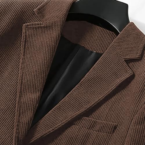 Men's Corduroy Suit Jackets Casual Textured Business Blazer Jackets Lightweight Single-Breasted Solid Color Suit Coat3
