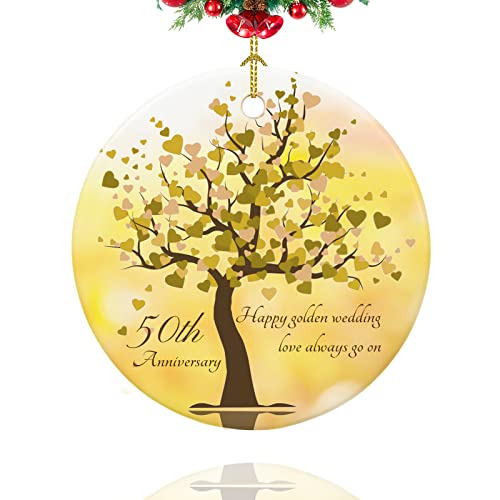 Ornament zum 50. Jahrestag 2022, 50 Jahre als Mr and Mrs Geschenke, 50 Jahre goldener Jahrestag Hochzeitsgeschenke für Eltern, Paar, Weihnachtsschmuck 7,6 cm Cover