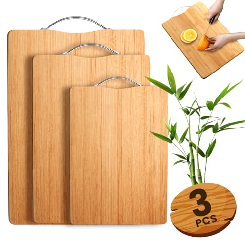 Opiniones y reviews de Tabla para picar los 10 mejores. 41 Raganet, Paquete de 3 Tablas para Picar de Bambu con 3 Diferentes Medidas, Tablas de Cocina para Picar Cuadradas, Diseño con Asa Practica, No Guarda Olores, Faciles de Limpiar