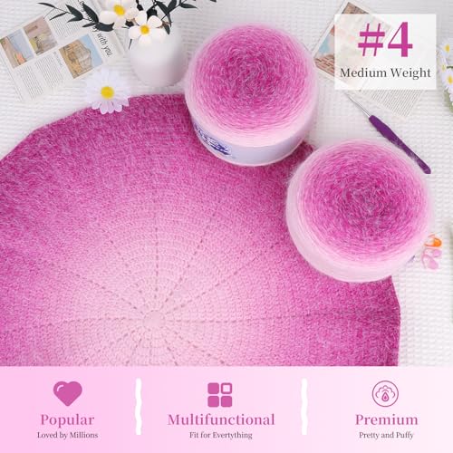 Image of Aeelike Ombre Yarn for Crocheting, 4 PCS Colorful Gradient Yarn #4 Medium, Each 190g(6.7 oz) 400m(437.5 Yards) 71% Acrylic 29% Nynon, Soft Cake Crochet Yarns for Blanket, Scraves, Sweaters, Color I