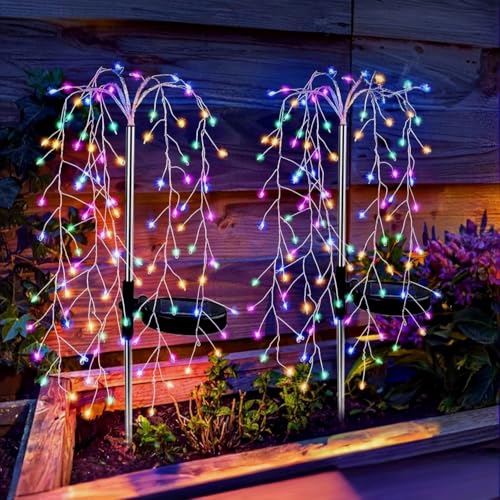 Lampe solaire extérieur saule 120 LED étanche pour allée et patio