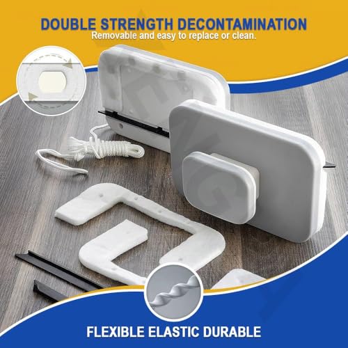 Image of Magnetic Window Glass Cleaner | Doublefaced Glass Cleaner | Double-Side Glazed Two Sided Wiper with 2 Extra Cleaning Cotton Squeegee Washing Equipment Household Magnet | (Square Window)