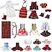 Jerify 24 Pcs Christmas Elf Doll Accessories Set Include Skirts White Bathrobe Plaid Sleeping Bag Fluffy Vest Scarf Stockings Eye Mask Glasses Kitchen Apron and Hat for Christmas Elf Doll Outfit