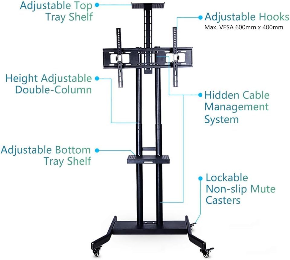 Soporte móvil para TV con ruedas y estantes miniatura 3