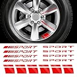 AOWEITOUR 14 PCS Wheel Rim Decal Stripe, Reflective Car Decal for 18-21 Inch Wheels, Available on Most Models, Accessory for Rims (Red)