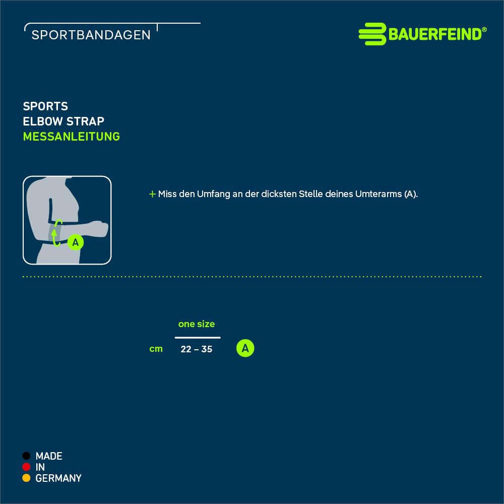 BAUERFEIND, 1 Unisex Ellenbogen-Sportspange, Rechts und Links tragbar, Für Tennis, Badminton, Squash, Reduzierung der Unterarmmuskulatur-Belastung