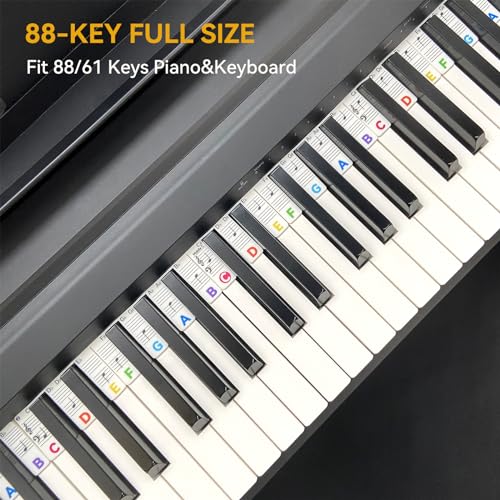 Image of Piano Note Strips Pro, Thickened Anti-Stuck, Fit 88 /61 Key Piano Keyboard, Design for Beginner Learning (Rainbow Colors Pro)