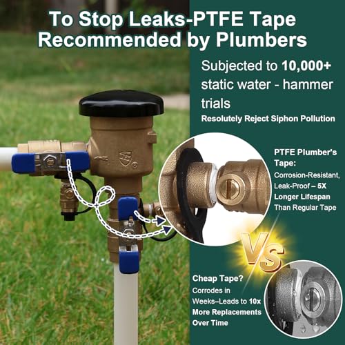 Image of 【UPC Certified】3 /4 inch Brass Pressure Vacuum Breaker, 400PSI Max, Heavy Duty Brass Sprinkler Backflow Preventer for Non-Potable Systems Like lawn Irrigation System and More